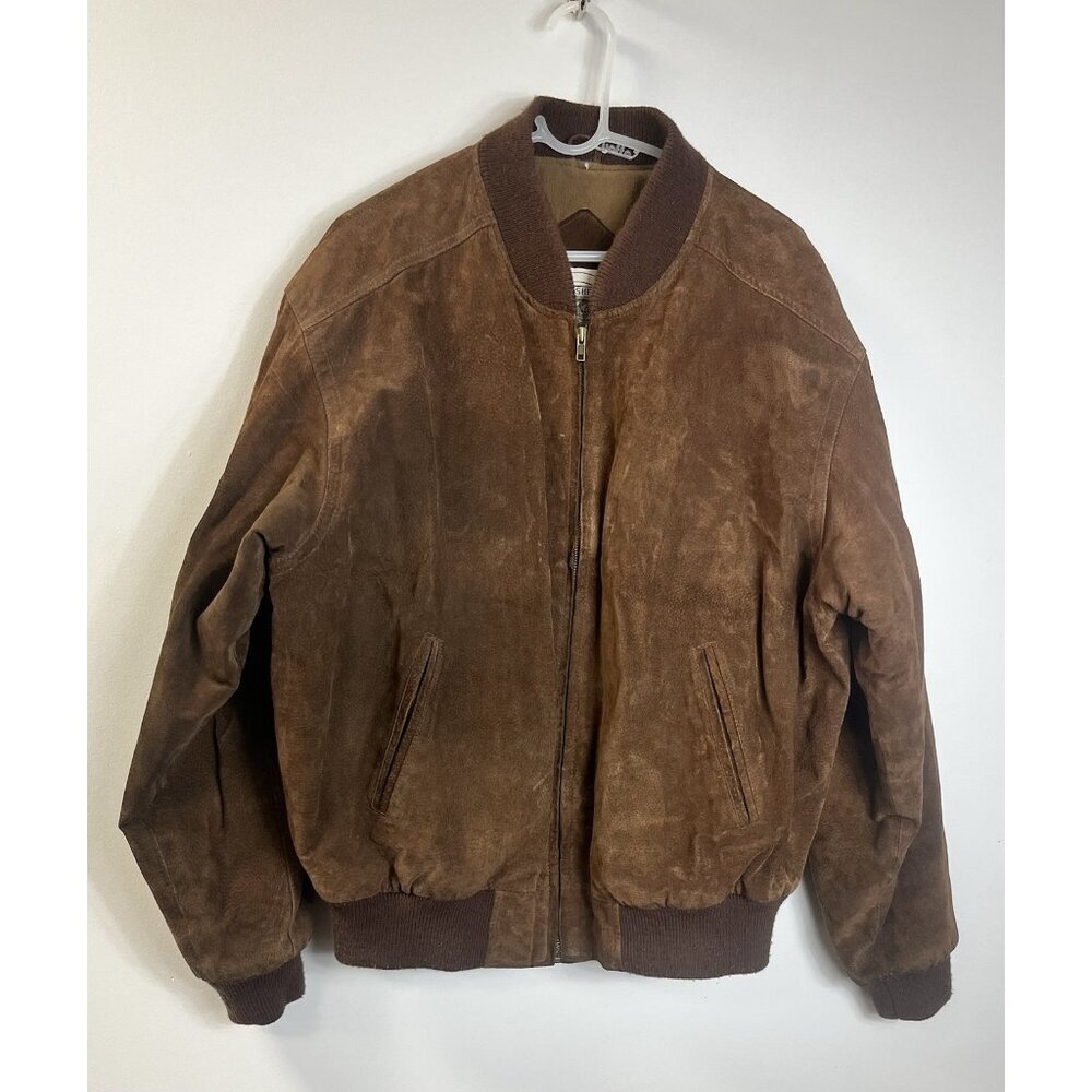 John Ashford Bomber Jacket Mens XL 90s Leather Suede Coat Brown Classic 🤎 - Picture 2 of 7